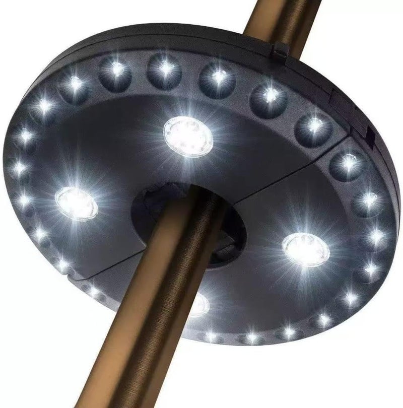 HFLYJPYW ضوء مظلة الفناء 3 أوضاع سطوع بدون سلك 28 مصباح LED - يعمل ببطاريات AA 4 ، ضوء عمود المظلة لمظلات الفناء ، خيام التخييم أو الاستخدام الداخلي (أبيض بارد) - Image 1